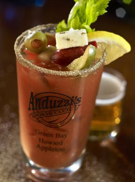 bloody mary mixed drink in Anduzzi's glass
