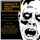 Anduzzi's Halloween Party advertisement with zombie background