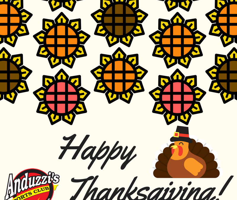Happy Thanksgiving from Anduzzi's with sunflowers and turkeys